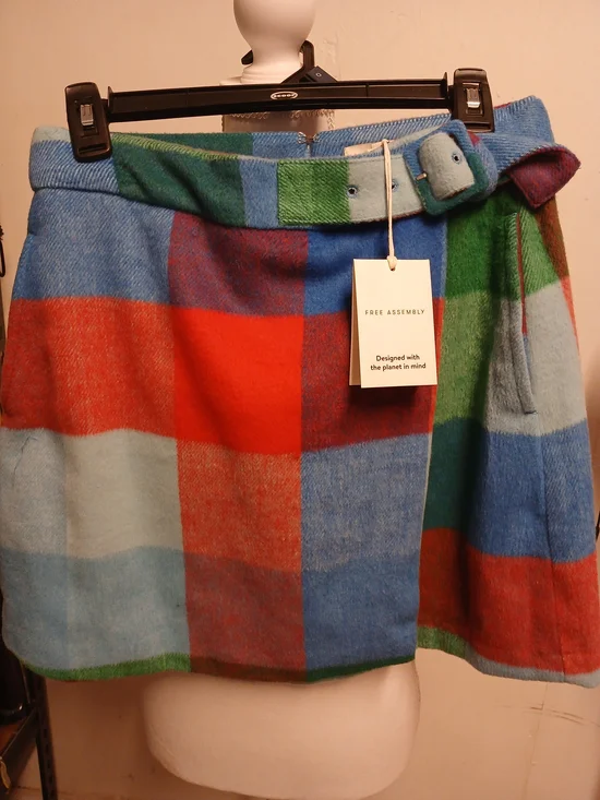 Free Assembly Plaid Mini Skirt in Blue, Red & Green NWT - Picture 1 of 6